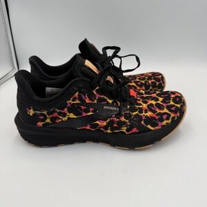 Brooks Launch 9 Leopard Print Running Shoes Black Pink Womens 6.5 Animal Print